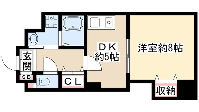 レジデンスカープ今池(1DK/10階)の間取り写真