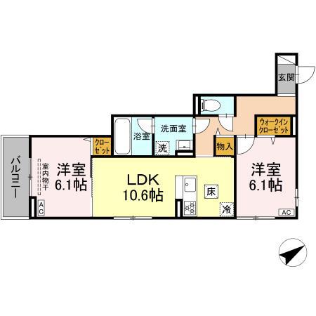 D PAINA 生田(2LDK/1階)の間取り写真