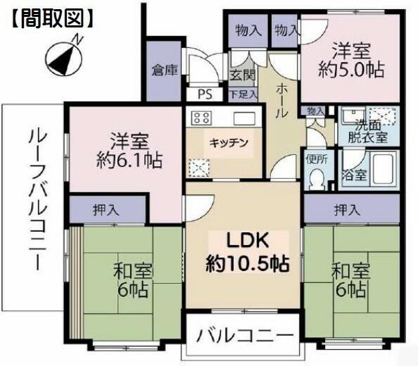 米ヶ袋第2パークマンション(4LDK/4階)の間取り写真