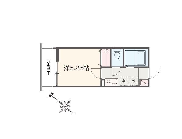 メルラス桜ヶ丘(1K/3階)の間取り写真
