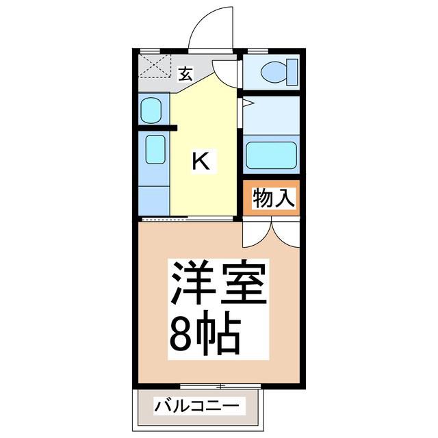 コーポアオキ(1K/2階)の間取り写真
