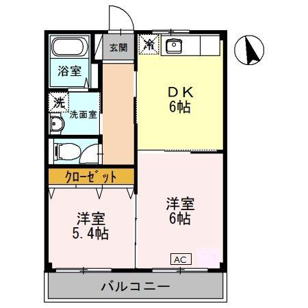ツクモハイツ(2DK/1階)の間取り写真
