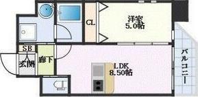 プレジオ江坂II(1LDK/4階)の間取り写真
