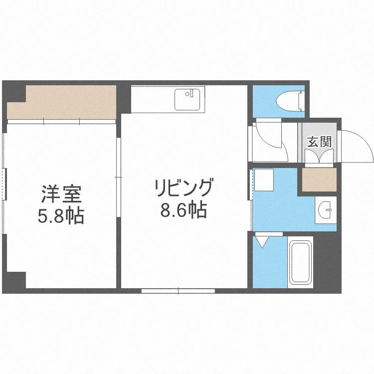 エクセレント33(1LDK/4階)の間取り写真