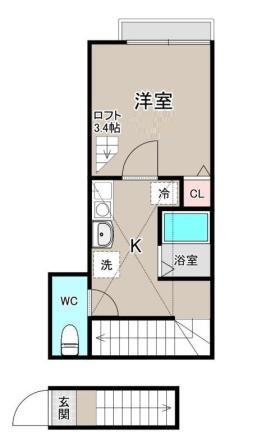 ASCOT蒲田(1K/2階)の間取り写真