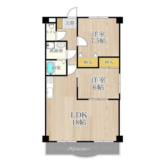 パレーシャル21(2LDK/2階)の間取り写真