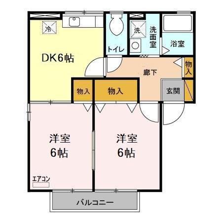 グローリー(2DK/2階)の間取り写真