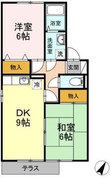 ハイムタケウチ D棟(2DK/1階)の間取り写真