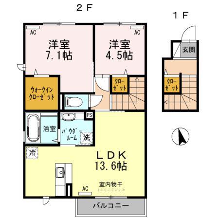 D-PHOENIX(2LDK/2階)の間取り写真