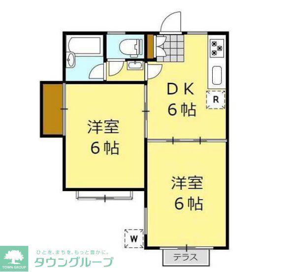 TKハイム錦町(2DK/1階)の間取り写真