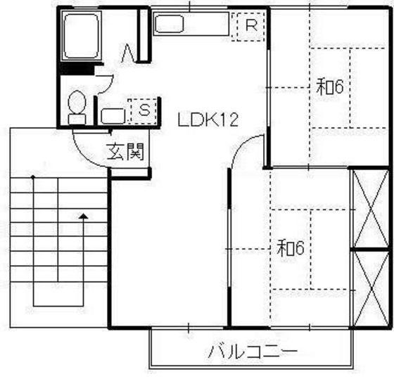 メルヴェーユ浜野 B(2LDK/1階)の間取り写真