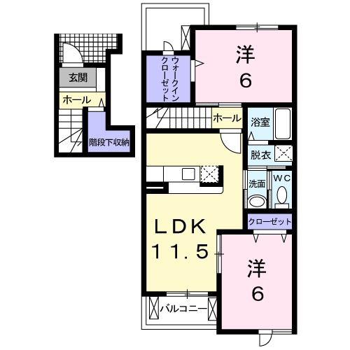 フルール(2LDK/2階)の間取り写真