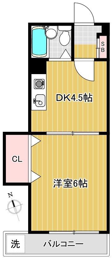 DBLESS狛江(1DK/2階)の間取り写真