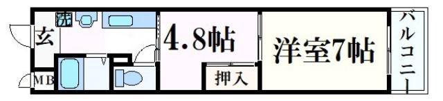 宮西パレス 壱号館(2K/2階)の間取り写真