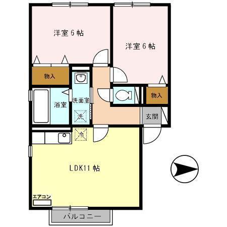 メゾン・ド・東通201(2LDK/2階)の間取り写真