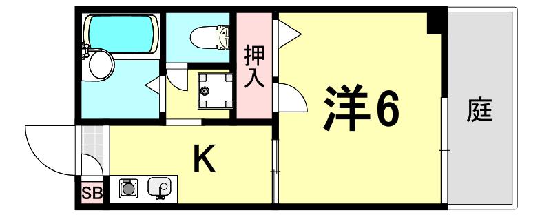 住吉西尾ハイツ(1K/1階)の間取り写真