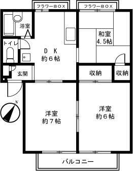 ジュネス十日市場A棟(3DK/1階)の間取り写真