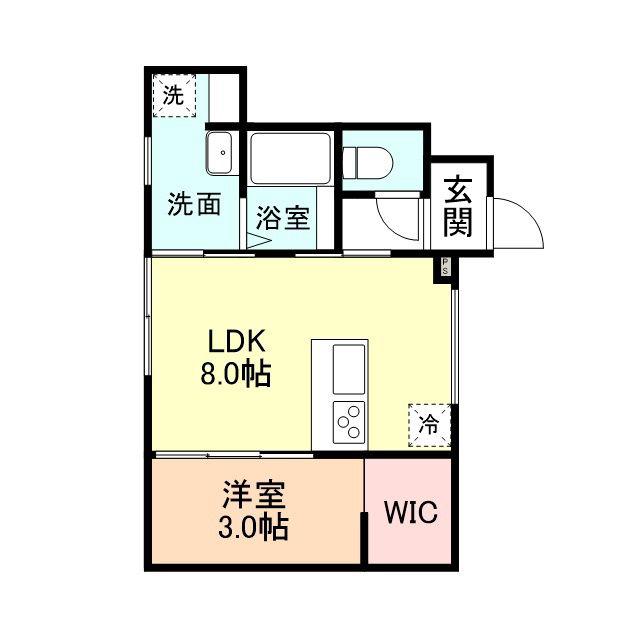 SYLPHY中島A棟(1LDK/1階)の間取り写真