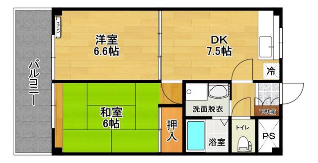 プルミエール香久池公園(2DK/3階)の間取り写真