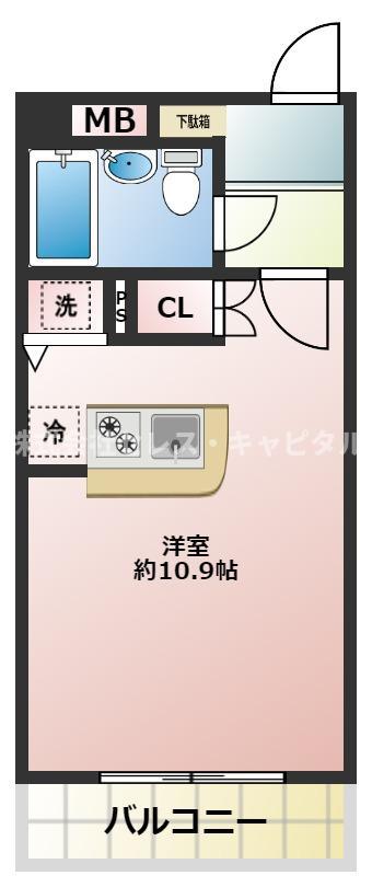 ユーコート行徳(ワンルーム/3階)の間取り写真
