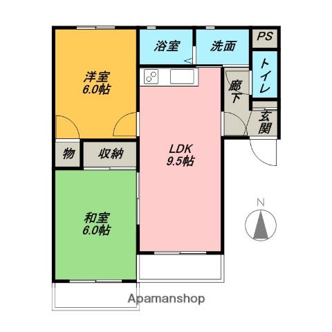 ハーベスト園部(2LDK/1階)の間取り写真