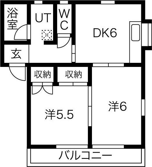 クローバーA(2DK/2階)の間取り写真