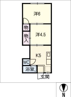 恵荘(2K/2階)の間取り写真