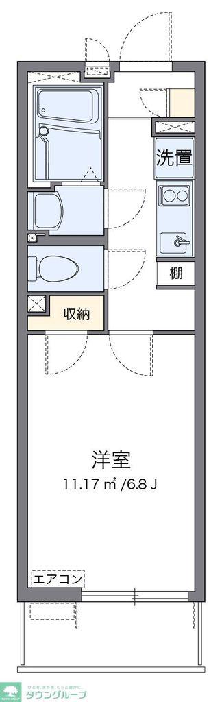 クレイノフロンティアIII(1K/2階)の間取り写真