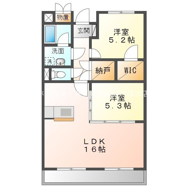 セレーノ小鷹野(2LDK/1階)の間取り写真