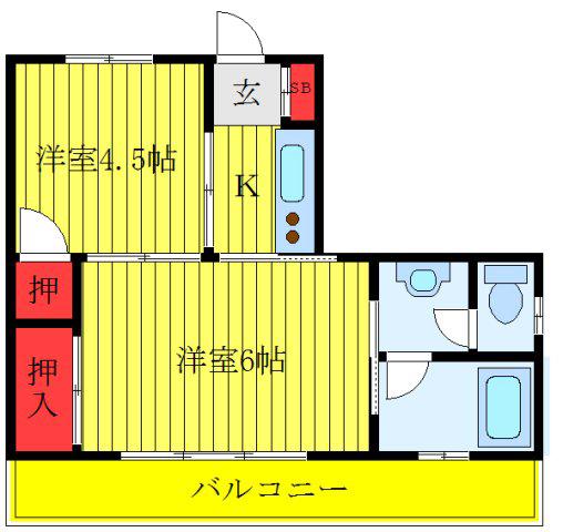 あずまマンション(2K/2階)の間取り写真