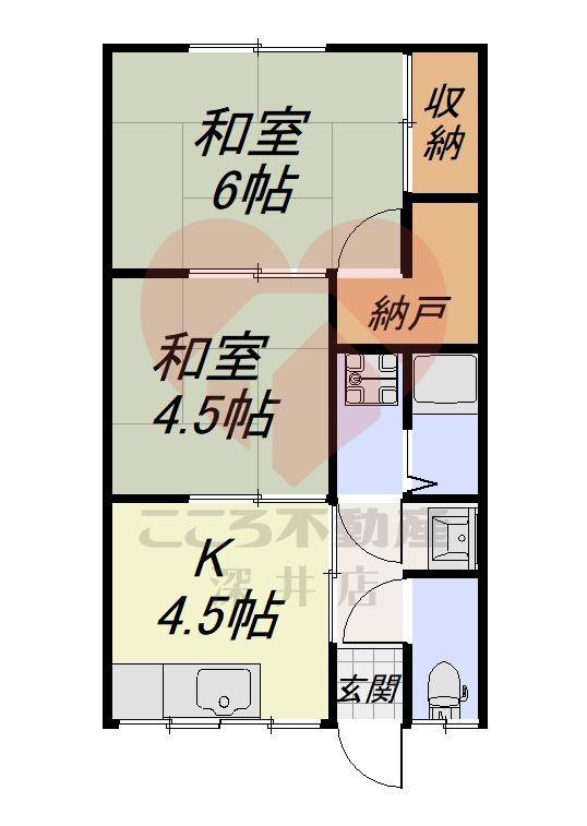 萬野アパート(2DK/2階)の間取り写真