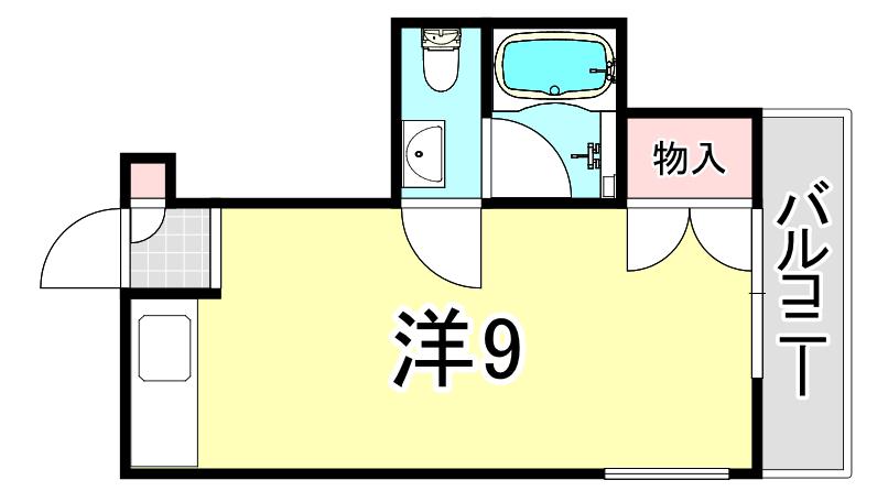 キューブ武庫川I(ワンルーム/1階)の間取り写真