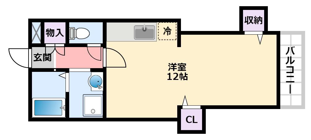 ソシヤ甲子園(ワンルーム/3階)の間取り写真