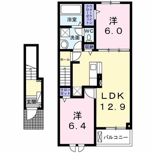 ヴィラ・ブライト蒼久保(2LDK/2階)の間取り写真