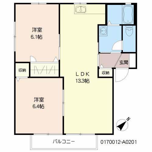 リバーサイド小野田 (2LDK/2階)の間取り写真