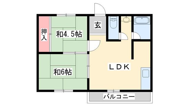 サンフラワーハイツ(2LDK/4階)の間取り写真