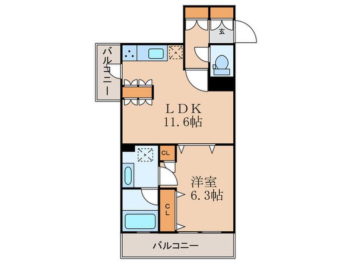 ヨークレジデンス(1LDK/1階)の間取り写真