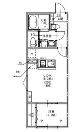 KEIAI RESIDENCE 西所沢III(1LDK/1階)の間取り写真