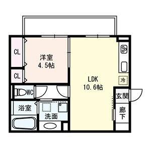 ローズパル(1LDK/3階)の間取り写真