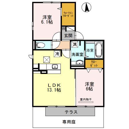 グラシューズ(2LDK/1階)の間取り写真