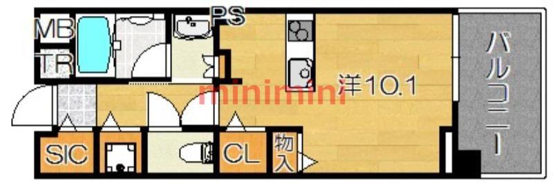 THE GARDEN SUITE(ワンルーム/5階)の間取り写真