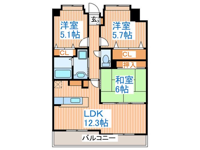 メゾン霊屋(3LDK/2階)の間取り写真