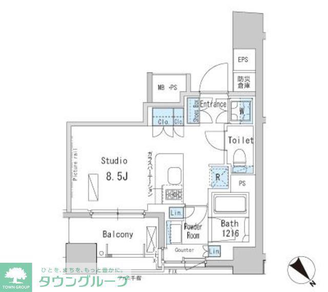 パークアクシス茅場町(ワンルーム/12階)の間取り写真