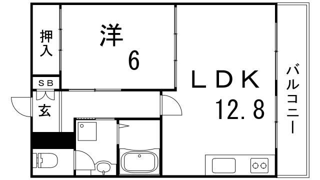 クイーンズハイツ名倉(1LDK/1階)の間取り写真