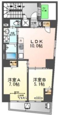 カーサグランデ日本橋小網町(2LDK/7階)の間取り写真