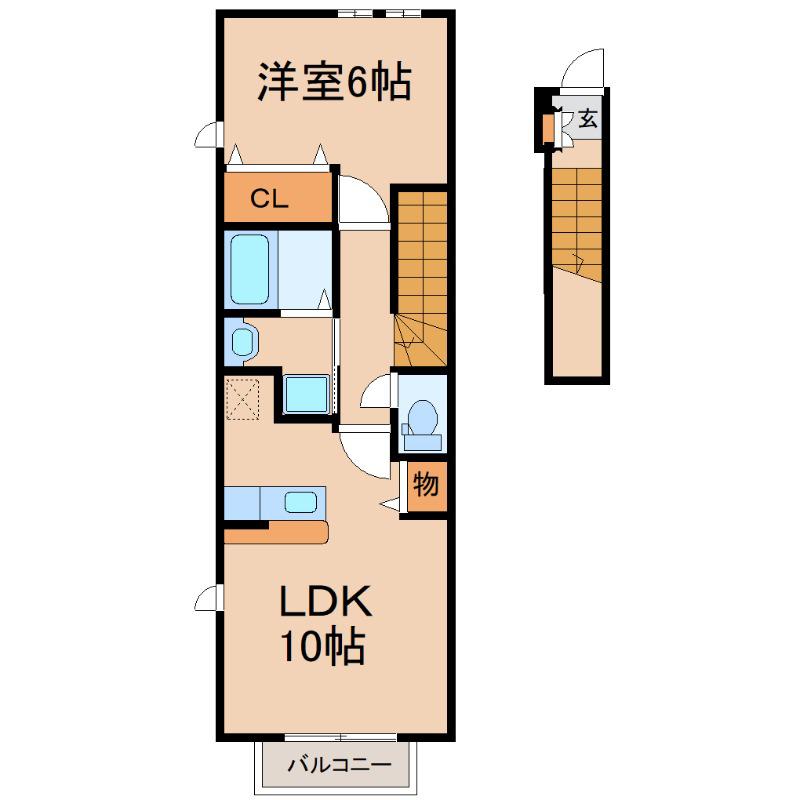 エターナルI(1LDK/2階)の間取り写真