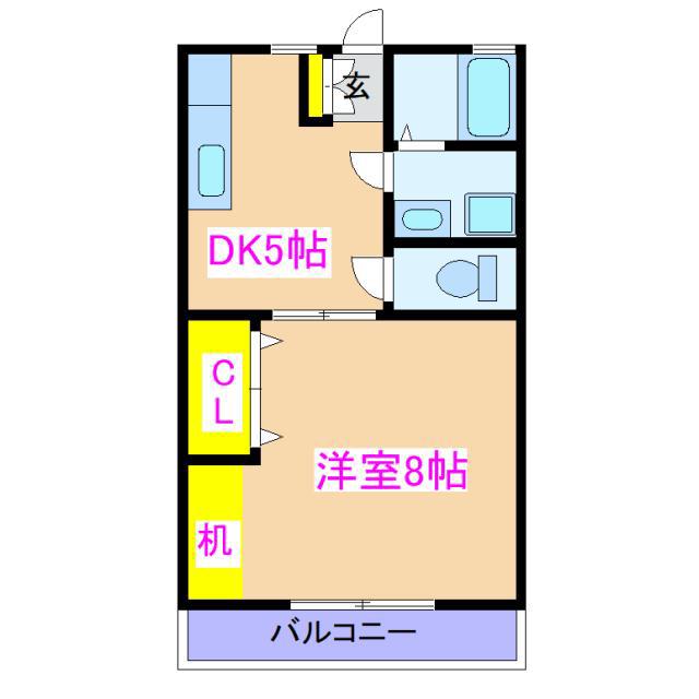 ユニオンレストI(1K/2階)の間取り写真