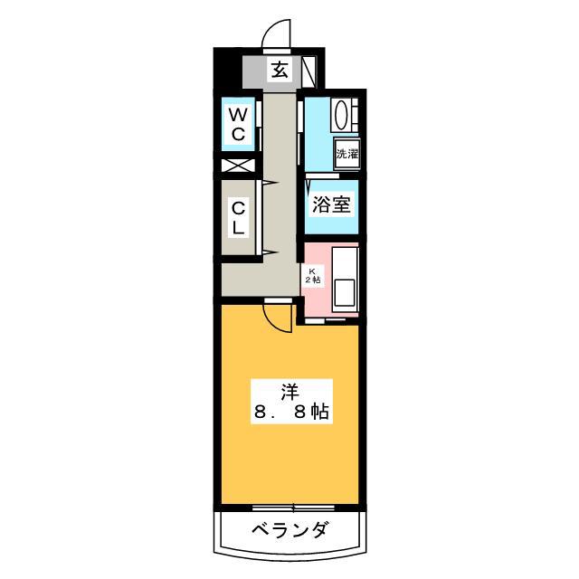 プルミエアムール(1K/2階)の間取り写真