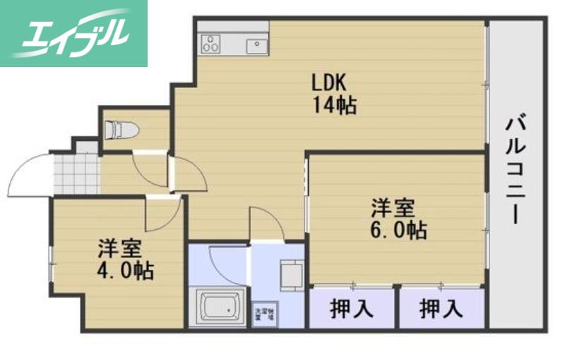 リレイズ広瀬(2LDK/2階)の間取り写真