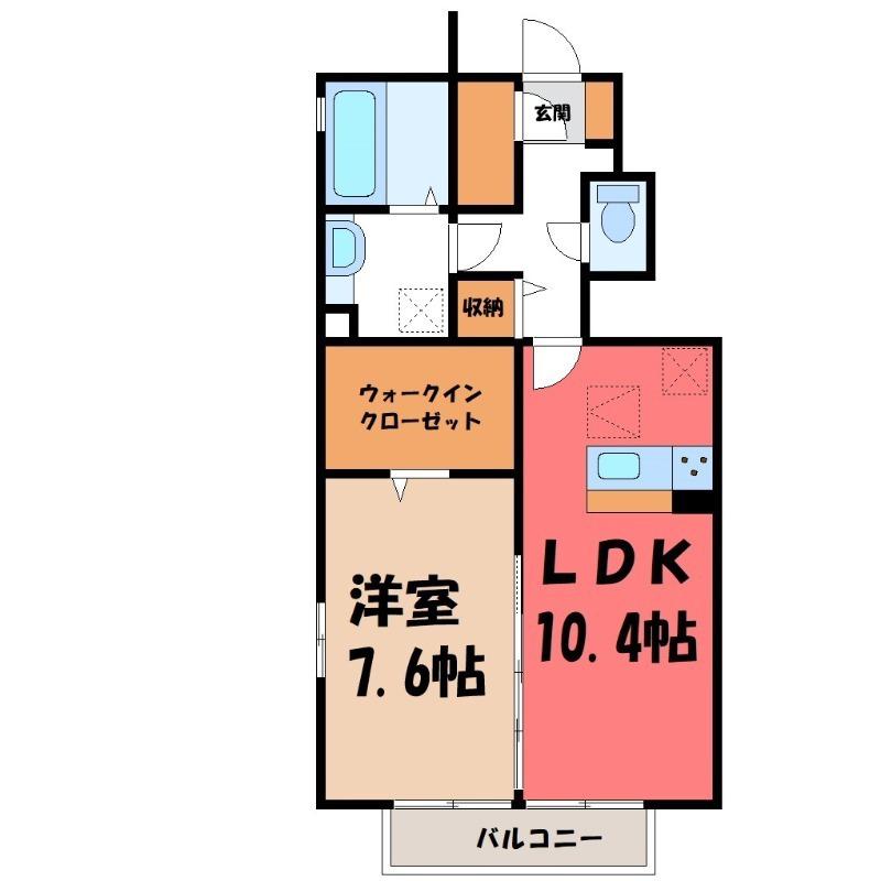 カーサ石原A(1LDK/1階)の間取り写真